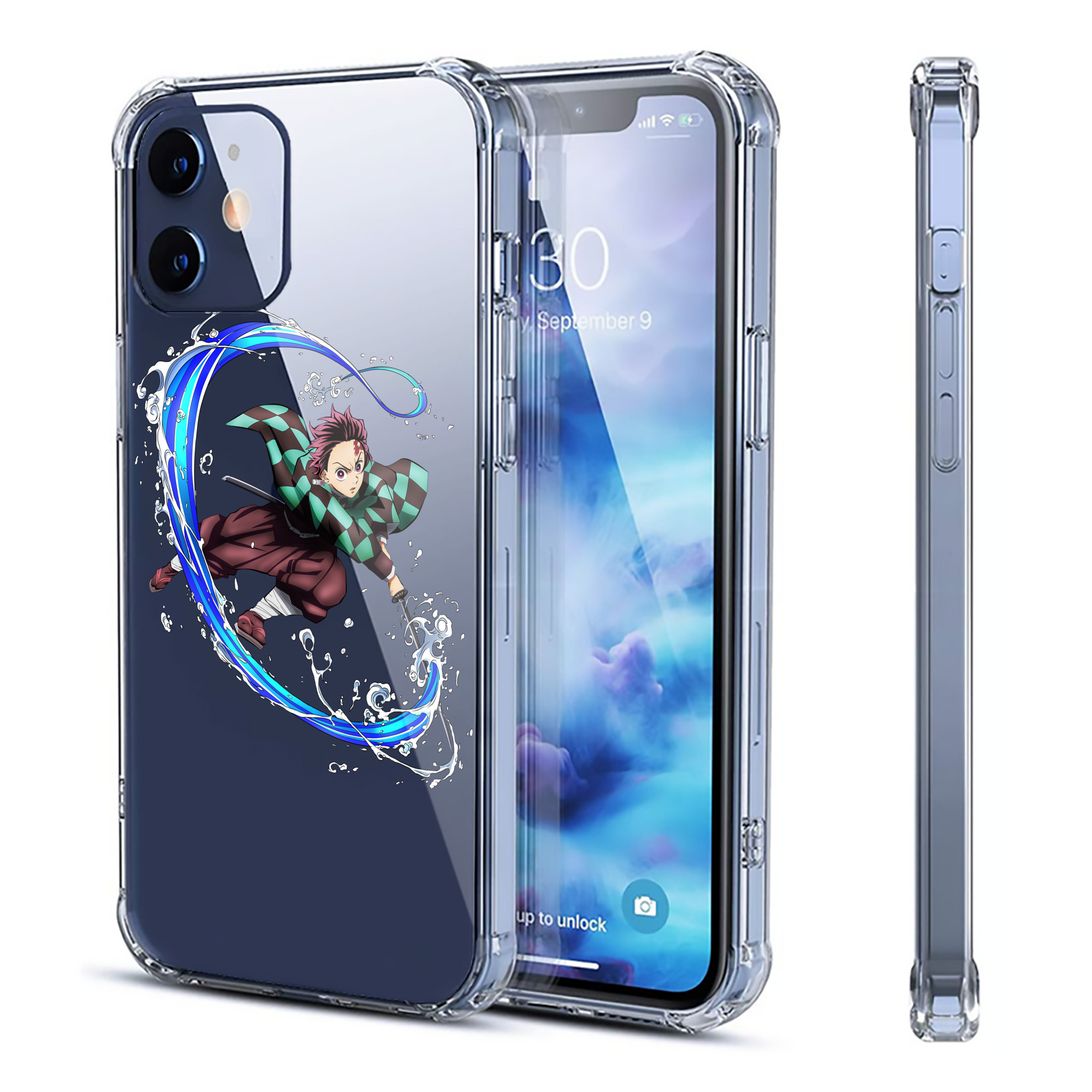 （画像用） 鬼滅の刃 竈門 炭治郎／かまど たんじろう Kamado Tanjirou 【iPhone 12シリーズ対応】透明スマホケース（クリアソフトケース）
